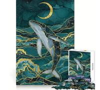 Whale Under The Moon Digital 1000 Piece Jigsaw Puzzles Clear Thinking Soft Distraction Precise Edges Meaningful Gift (38x52cm)