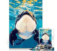 Whale Underwater Illustration Jigsaw Puzzles for Adults 1000 Piece Mental Exercise Mindful Leisure Snug Lock (50x75cm)