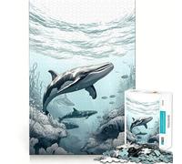 Whale Underwater Jigsaw Puzzle 1000 Pieces Cognitive Fun Play High Precision Die Cut Unique Gift for Stress Relief (50x75cm)
