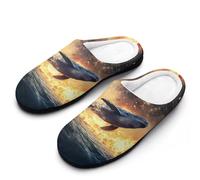 Whale War Fire Water Men's Memory Foam Slippers Lightweight Cotton House Shoes Cozy for Indoor Outdoor