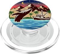 Whale Watching Crew Retro Vintage Humpback Whale Lover Ocean PopSockets PopGrip for MagSafe