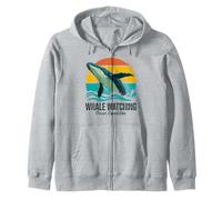 Whale Watching Ocean Expedition Retro Sunset Humpback Whale Zip Hoodie