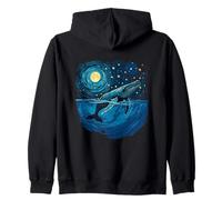 Whale Watching Painting & Starry Night Ocean Marine Life Zip Hoodie