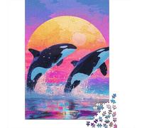 Whale Watching Sunset-3 1000-Piece Puzzle for Adults, 38x26cm/1000pcs, Smooth White Card with Reduced Dust; Shared Family Time Around The Table