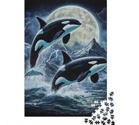 Whale Watching Under The Moonlight T-Shirt Jigsaw Puzzles Puzzle for Adults Kids. 1000 Pieces Impossible Challenge Toy Educational Games Home Decoration for Adults& Kids Age 14 Years Up 38x26cm/1000p
