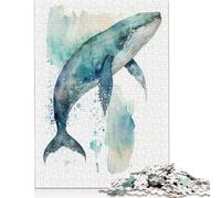 Whale Watercolor Puzzle for Adults And Teenagers 1000 Pieces Wooden Puzzles for Adults & Teenager Family Activity Jigsaw Puzzles 1000pcs (75x50cm)