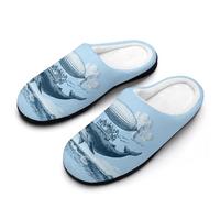 Whale with Airship Floating Funny Men's Cotton Slippers Soft Non-Slip Rubber Sole House Slipper Indoor Outdoor