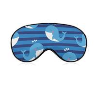 Whale with Blue Striped Sleep Mask Soft Blindfold Portable Eye Mask with Adjustable Strap for Men Women