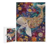 Whale with Flowers Art Print-1 Puzzle 1000 Teile Schwer Puzzle Spielzeug Lernspiel Impossible Herausforderungsspielzeug Für Erwachsene Kinder 500 PCS