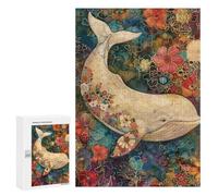 Whale with Flowers Art Print Puzzle 1000 Teile Schwer Puzzle Spielzeug Lernspiel Impossible Herausforderungsspielzeug Für Erwachsene Kinder 300 PCS