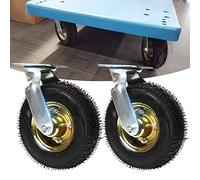 whalebee 2 Pcs Swivel Castors 10'' 8'' 6'' Heavy Duty Industrial Wheel, Mute Pneumatic Rubber Caster Wheel, Single Wheel Load 440 Lbs Caster Wheel With Deep Groove Ball Bearing (Size : 200mm/8in)