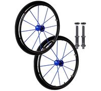 whalebee 2 Pcs Wheelchair Rear Wheels 24" Pneumatic Rubber Tires, Quick Release Aluminum Hub With Bearing And Axle 1/2" Replacement Wheelchair Wheels, Manual Wheelchair Rear Wheel(Blue)