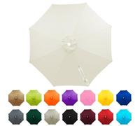 whalebee Market Umbrella Canopy Replacement2m,2.7m,3m Outdoor Table Patio Umbrella Replacement Canopy, Waterproof Sunscreen For 6 Ribs, 8 Ribs Strong Thick Polyester(White,3m - 6Ribs)