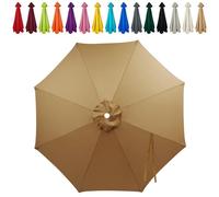 whalebee Replacement Canopy For Patio Umbrella, 7.5ft 8.8ft 9ft 10ft Umbrella Replacement Canopy For 6 Ribs 8 Ribs For Outdoor Garden Table Market Yard Sand Poolside(Khaki,4m - 8Ribs)