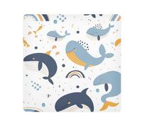 Whales and Rainbow Camera Wrap Cloth, Squares Magic Self-Adhesive Cloth for Lens Camera Anti-Scratch Lens Protector Makeup Wrap Cloth Bag 17.7" x 17.7"