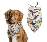 Whales And Waves Printed Dog Bandanas Adjustable Trendy Triangle Pet Scarffor Small Medium Large