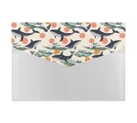 Whales and Waves Printed File Folders with Fasteners Accordion File Organizer for Home Office Documents Contract