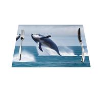 Whales at Sea 4 Pcs Patterned Woven Placemats are Non-Slip and Heat-Resistant and Complement Any Table