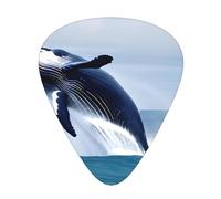 Whales at sea Guitar Picks 12 Pack Assorted Thickness-0.46mm 0.71mm 0.96mm Medium Thin Heavy Celluloid Style Picks for Acoustic Electric Guitar Ukulele