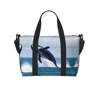 Whales at sea Hand-held messenger travel bag, suitable for work, travel, fitness, tourism, women's casual handbag with zipper,