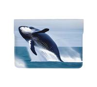 Whales At Sea Leather Laptop Sleeve 13 Inch-Pu Leather Protective Case For Macbook, Slim Computer Bag For Daily Travel