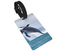 Whales at sea Luggage Tags for Suitcases - Durable PVC ID Tags with Detachable Straps for Travel, Backpack, Golf Bag, Anti-Loss