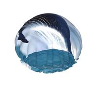 Whales at sea Print Shower Cap - Reusable, Double Layer, Breathable, Quick-Dry, Perfect for Home, Spa, Hotel, and Travel