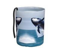 Whales at sea Printed Hanging car Trash can-Suitable for All Types of Cars, Keep The car Clean.