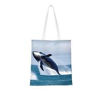 Whales at sea Shopping Bag, Unisex Hand Tote Lightweight Canvas Bag, Suitable for Shopping, Event Promotion, Travel, Work Reusable Tote Bag,