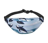 Whales at sea Travel crossbody waist bag, suitable for sports, running, cycling, traveling, fishing boys large waist bag,