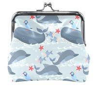 Whales Dolphins Women's Leather Wallet, Light Blue Dolphin Whales, UNITALLA, Light Blue Dolphin Whales, UNITALLA, Classic, Dolphin Whales Light Blue, UNITALLA, Classic