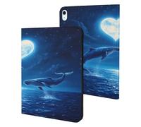 Whales Heart Moon Printed Tablet Cases Compatible with iPad Series Slim Trifold Stand Protective Cover