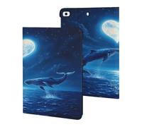 Whales Heart Moon Printed Tablet Cases Compatible with iPad Series Slim Trifold Stand Protective Cover
