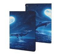 Whales Heart Moon Printed Tablet Cases Compatible with iPad Series Slim Trifold Stand Protective Cover