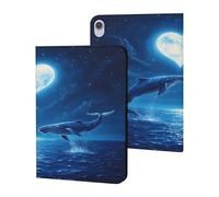 Whales Heart Moon Printed Tablet Cases Compatible with iPad Series Slim Trifold Stand Protective Cover