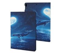 Whales Heart Moon Printed Tablet Cases Compatible with iPad Series Slim Trifold Stand Protective Cover