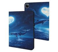 Whales Heart Moon Printed Tablet Cases Compatible with iPad Series Slim Trifold Stand Protective Cover