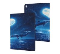 Whales Heart Moon Printed Tablet Cases Compatible with iPad Series Slim Trifold Stand Protective Cover
