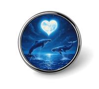 Whales Heart Moon Round Metal Brooches 1 Inch Decorative Badges Exquisite Decorations Pins for Clothing