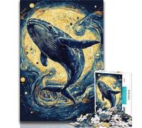 Whales in The Night Sky 1000 Pieces Jigsaw Puzzle For Adults Teens,Pattern Assembly Fun at Home Activities,Birthday Present,Travel Gifts (38x26cm)
