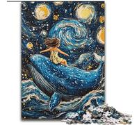 Whales in The Night Sky Jigsaw Puzzles for Teenagers 1000 Piece, Stress Reliever Staycation Kill Time Parent-child Interaction (size 26x38cm)