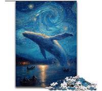 Whales in The Starry Sky 1000 Piece Jigsaw Puzzle for Adults Teens, Stress Reliever Staycation Kill Time Enhance Love between Couples (50x75cm)