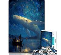 Whales in The Starry Sky Jigsaw Puzzles for Teenagers,Challenging Game Toys Every Piece Is Unique - Challenging Family Fun Game 38x26cm