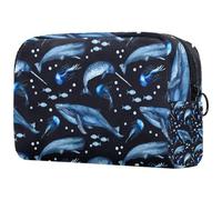 Whales Jellyfish Sperm Whale Narwhal Cosmetic Bag for Women, Travel Toiletries Bags Large Makeup Handy Pouch Organiser Bag with Zipper