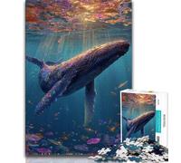 Whales on The Seabed Jigsaw Puzzles for Teenagers 1000 Piece,Challenging Game And Family Play with Fully Interlocking Randomly Shaped Pieces (38x26cm)