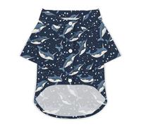 Whales Orcas Narwhals On Navy Hawaii Shirt Print Dog Clothes T-Shirt Beach for Puppy Cat XL