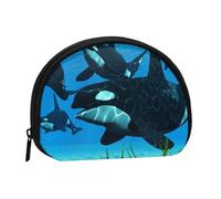 Whales Swim Prints Coin Purse for Women Cute Small Change Wallet Mini Coin Purses Pouch with Zipper