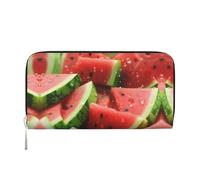 Whale's Tail Leather clutch bags zipper wallets and card holders are perfect for travel or daily use, Watermelon With Drops, One Size