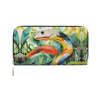 Whale's Tail Leather clutch bags zipper wallets and card holders are perfect for travel or daily use, Watercolor Snake, One Size