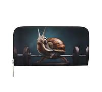 Whale's Tail Leather clutch bags zipper wallets and card holders are perfect for travel or daily use, Weightlifting Snails, One Size